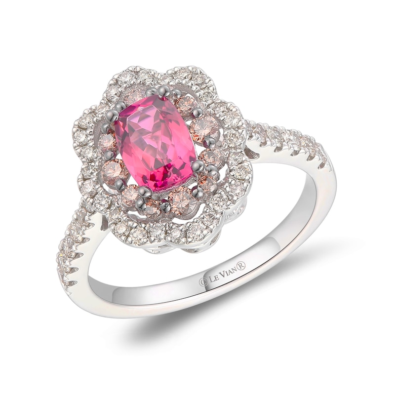Main Image 1 of Le Vian Platinum Passion Fruit Tourmaline & 0.60ct Diamond Halo Ring