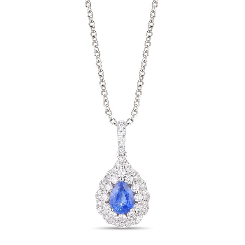 Main Image 1 of Le Vian Platinum Blueberry Sapphire & 0.40ct Diamond Halo Pendant