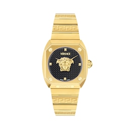 Versace Antares Black Dial & Gold Tone Bracelet Watch