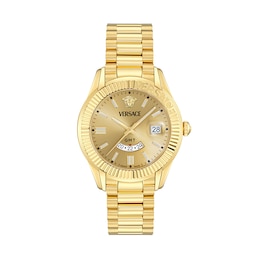 Versace Men's Gold Sunray Dial Medusa Gold Tone Stainless Steel Bracelet Watch