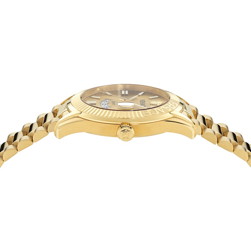 Main Image 2 of Versace Men's Gold Sunray Dial Medusa Gold Tone Stainless Steel Bracelet Watch