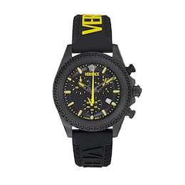 Versace Fornax Black Dial Yellow & Black Logo Silicone Strap Watch