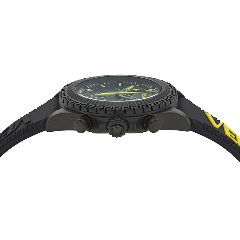 Main Image 2 of Versace Fornax Black Dial Yellow & Black Logo Silicone Strap Watch