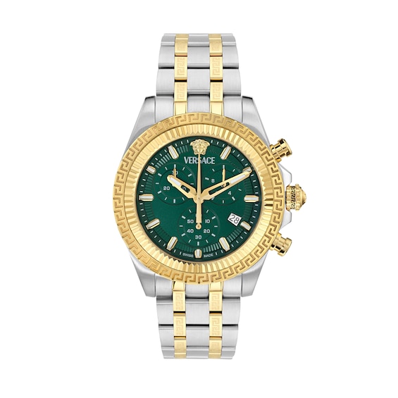 Men's Versace Fornax Green Dial Two Tone Stainless Steel Bracelet Watch