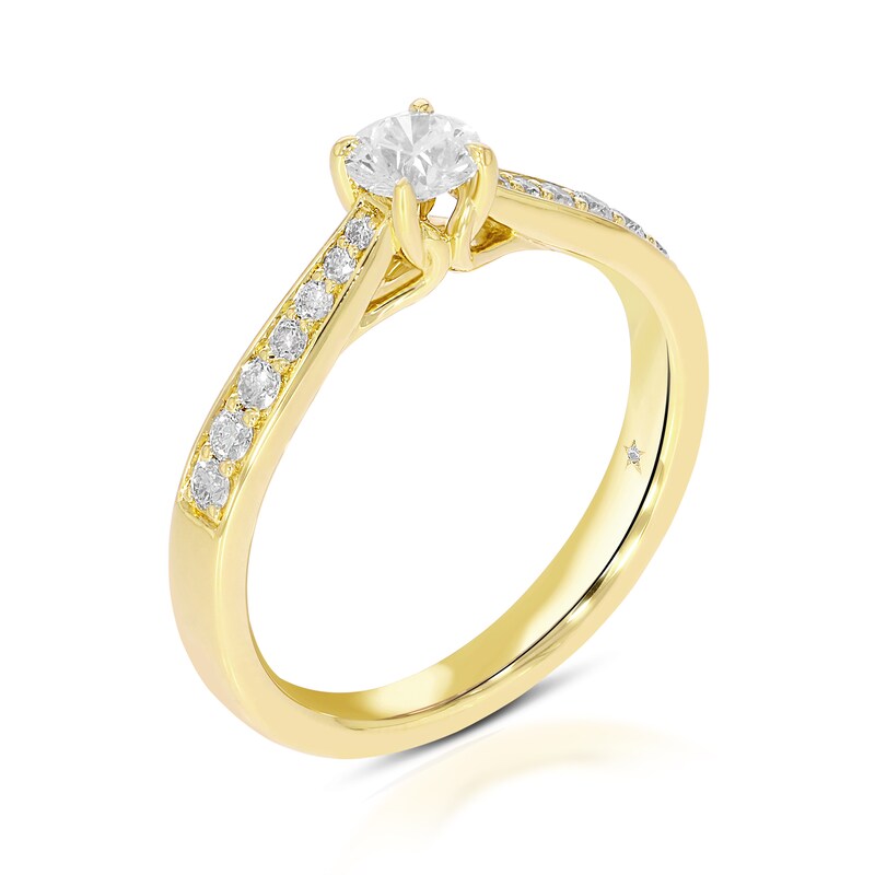Main Image 2 of Engagement Ring Leonardo Da Vinci Cut 18ct Yellow Gold Solitaire 0.50ct Diamond Ring
