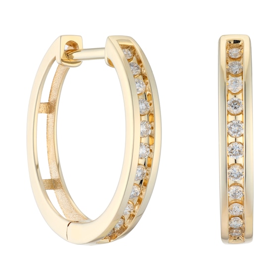 9ct Yellow Gold 0.15ct Diamond Hoop Earrings