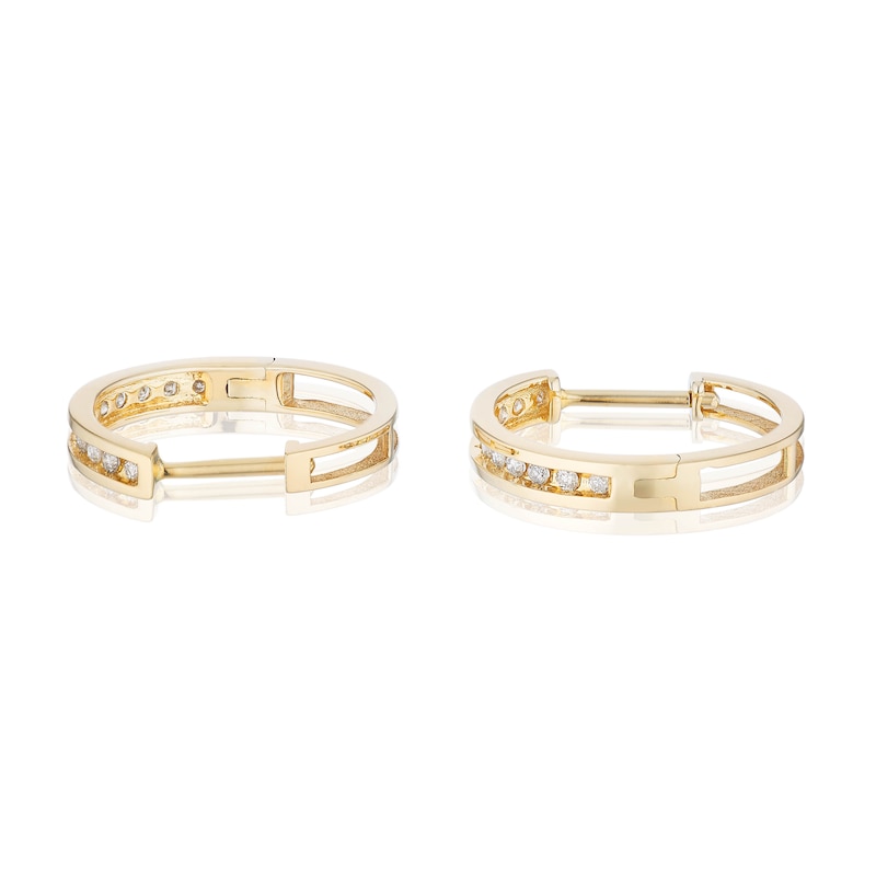 Main Image 2 of 9ct Yellow Gold 0.15ct Diamond Hoop Earrings