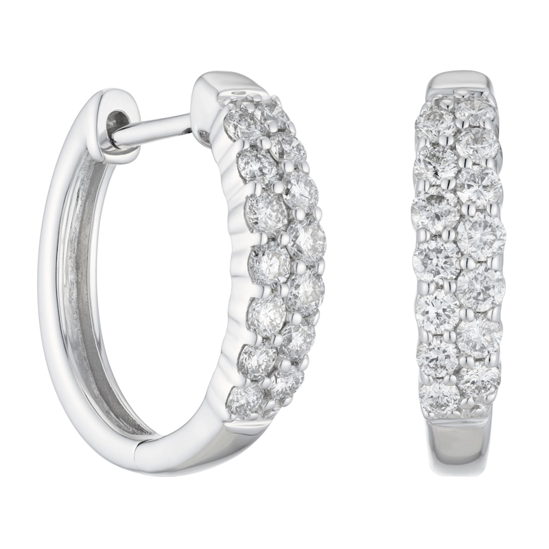 Main Image 1 of 9ct White Gold 0.50ct Diamond Hoop Earrings