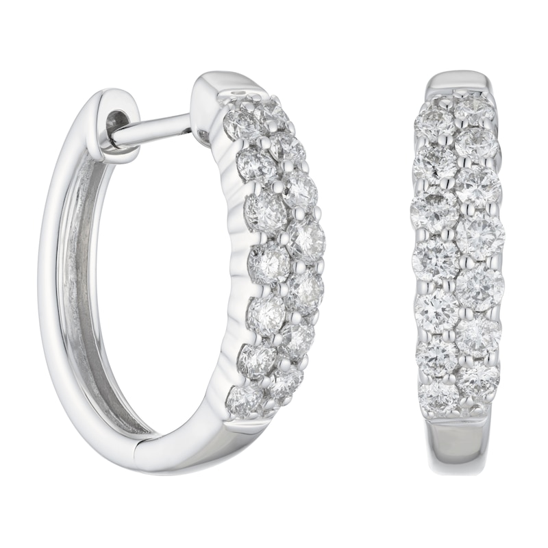 9ct White Gold 0.50ct Diamond Hoop Earrings