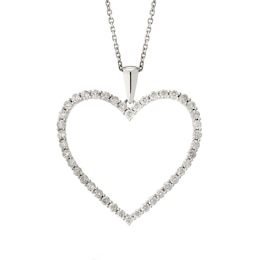 9ct White Gold 0.50ct Diamond Heart Pendant