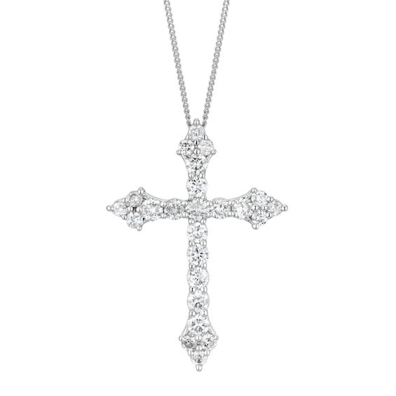 9ct White Gold 1ct Diamond Cross Pendant