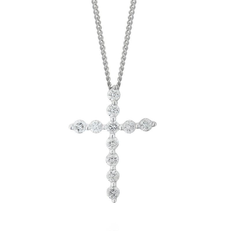 9ct White Gold 0.15ct Diamond Cross Pendant