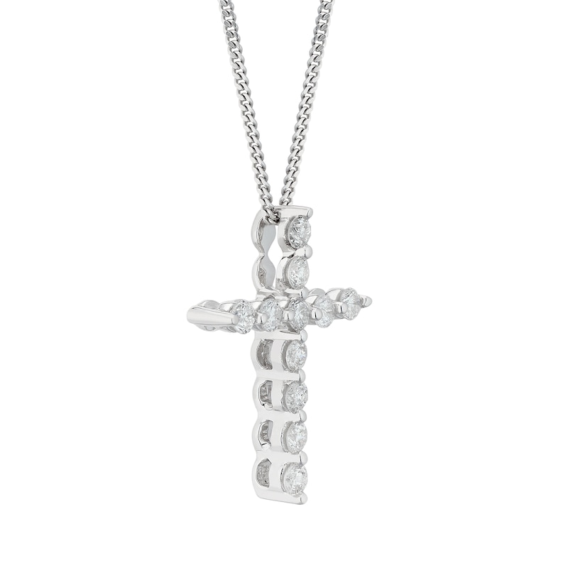 9ct White Gold 0.15ct Diamond Cross Pendant