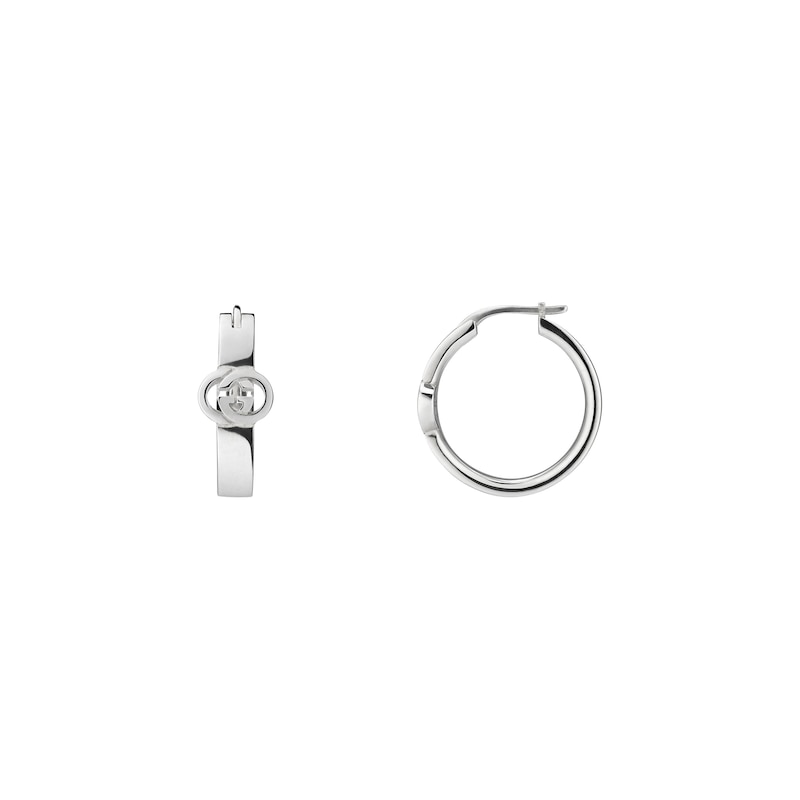 Main Image 1 of Gucci Interlocking Sterling Silver 20mm Hoop Earrings