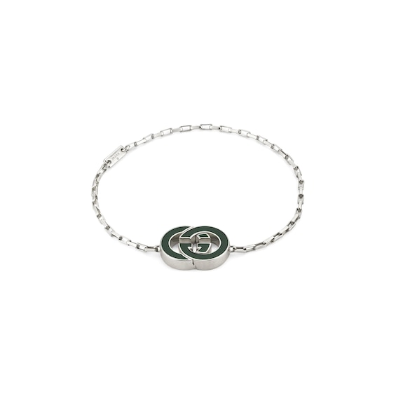 Men's Gucci Interlocking Sterling Silver & Enamel Charm Bracelet