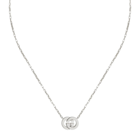 Men's Gucci Interlocking Sterling Silver Pendant Necklace