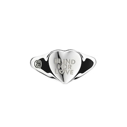 Gucci Blind For Love Sterling Silver Heart Shaped Signet Ring (Size M-N)
