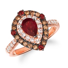Le Vian 14ct Rose Gold 0.69ct Diamond Garnet Halo Ring