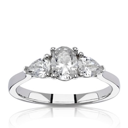 Engagement Ring 18ct White Gold 1ct Diamond Fancy Three Stone Ring