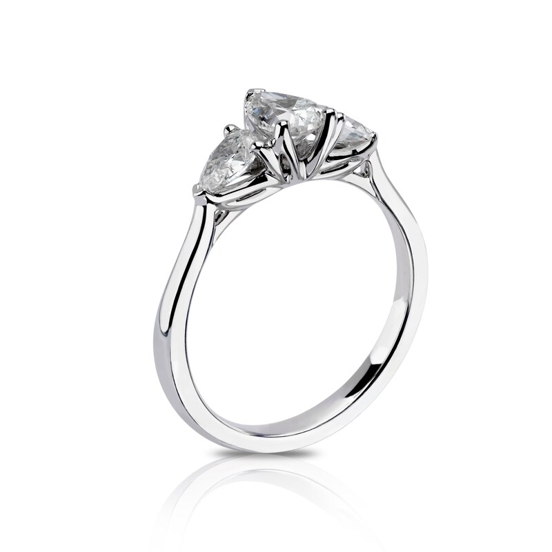 18ct White Gold 1ct Diamond Fancy Pear Three Stone Ring