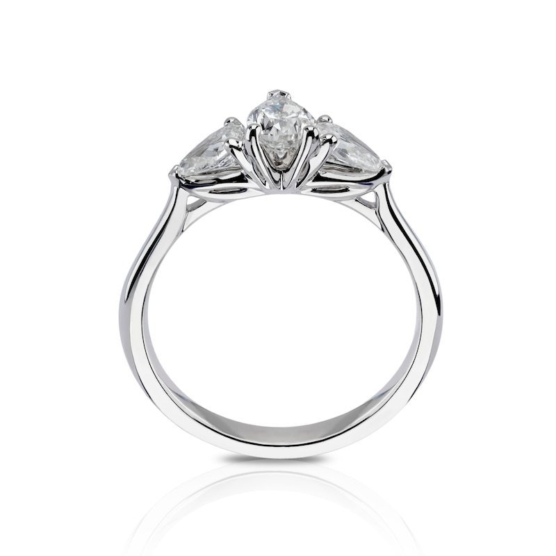 18ct White Gold 1ct Diamond Fancy Pear Three Stone Ring