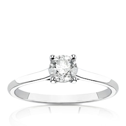 14ct White Gold 0.50ct Diamond Four Claw Solitaire Ring