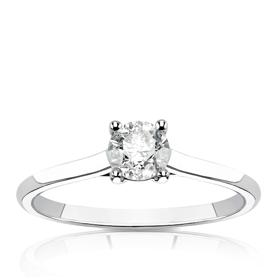Engagement Ring 14ct White Gold Four Claw Solitaire 0.50ct Diamond Ring