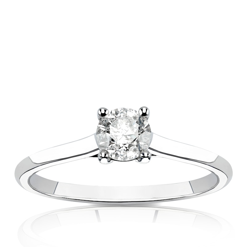 14ct White Gold 0.50ct Diamond Four Claw Solitaire Ring