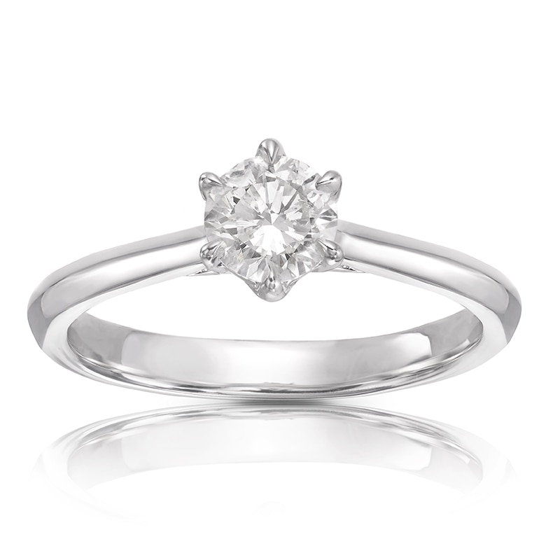 14ct White Gold 0.50ct Diamond Six Claw Solitaire Ring