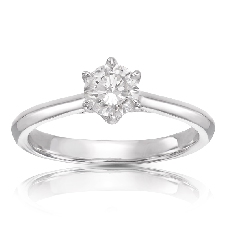 14ct White Gold 0.50ct Diamond Six Claw Solitaire Ring