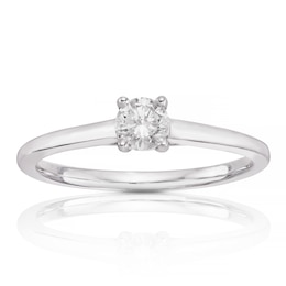 14ct White Gold 0.25ct Diamond Four Claw Solitaire Ring