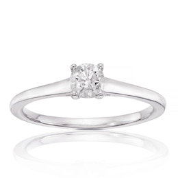 Engagement Ring 14ct White Gold Four Claw Solitaire 0.33ct Diamond Ring