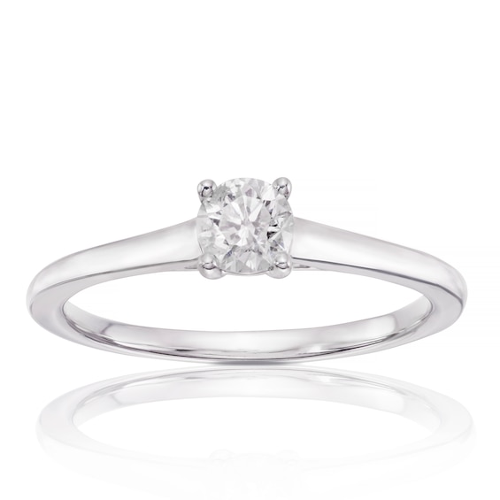 14ct White Gold 0.33ct Diamond Four Claw Solitaire Ring