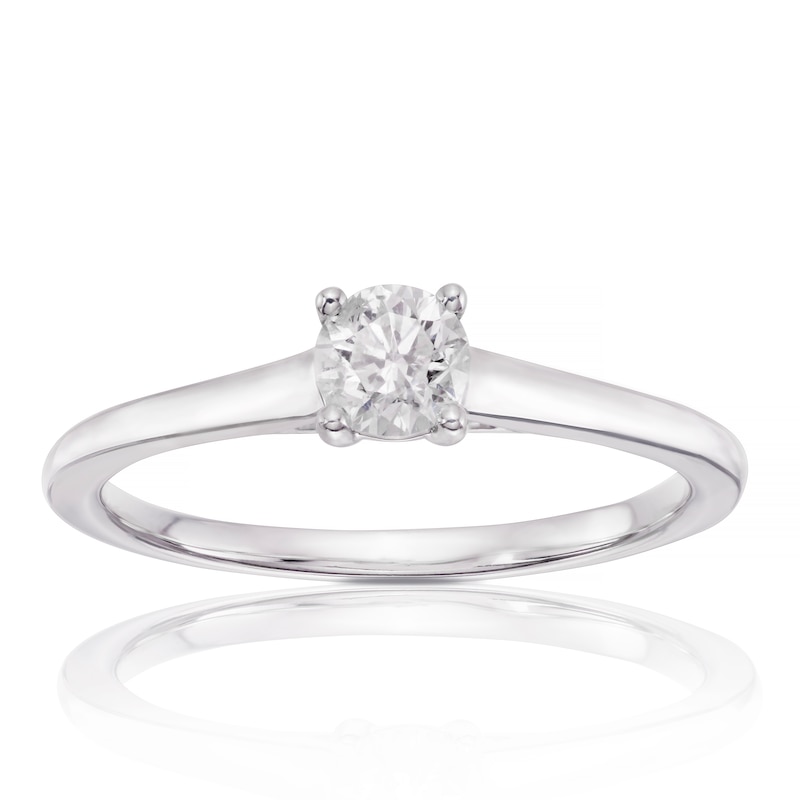 Main Image 1 of 14ct White Gold 0.33ct Diamond Four Claw Solitaire Ring