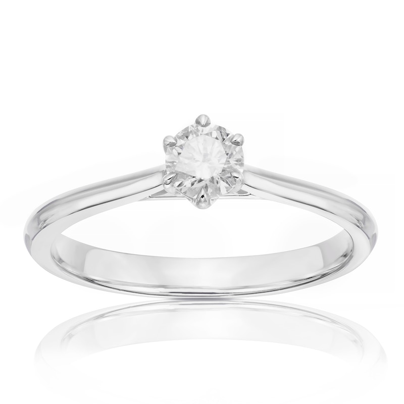 Main Image 1 of Engagement Ring 14ct White Gold 0.25ct Diamond Six Claw Solitaire Ring