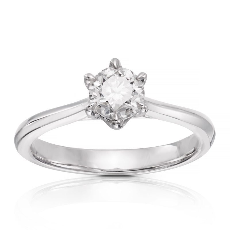 14ct White Gold 0.66ct Diamond Six Claw Solitaire Ring