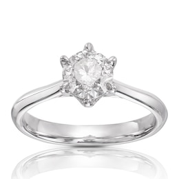 14ct White Gold 1ct Diamond Six Claw Solitaire Ring