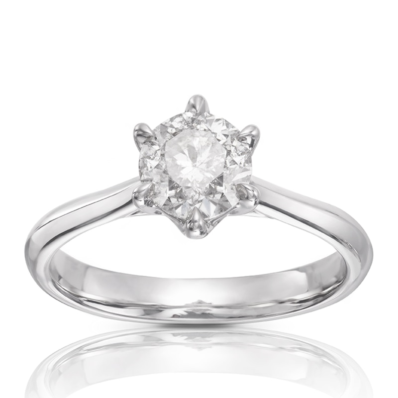 14ct White Gold 1ct Diamond Six Claw Solitaire Ring