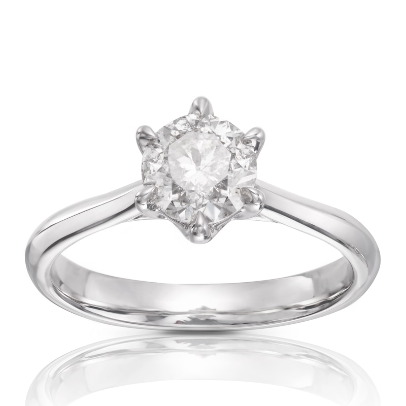 14ct White Gold 1ct Diamond Six Claw Solitaire Ring