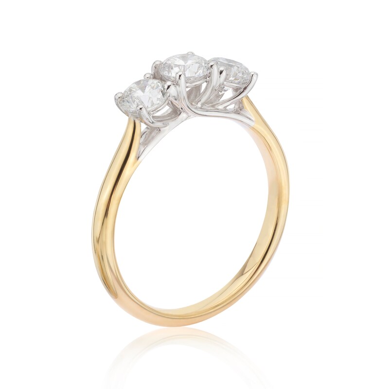 18ct Yellow Gold 1ct Diamond Round Three Stone Ring