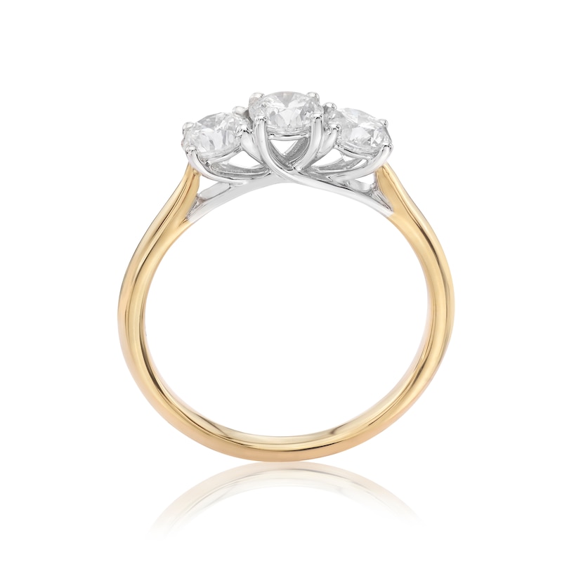 18ct Yellow Gold 1ct Diamond Round Three Stone Ring