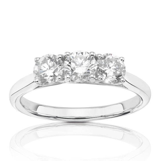 18ct White Gold 1ct Diamond Round Three Stone Ring