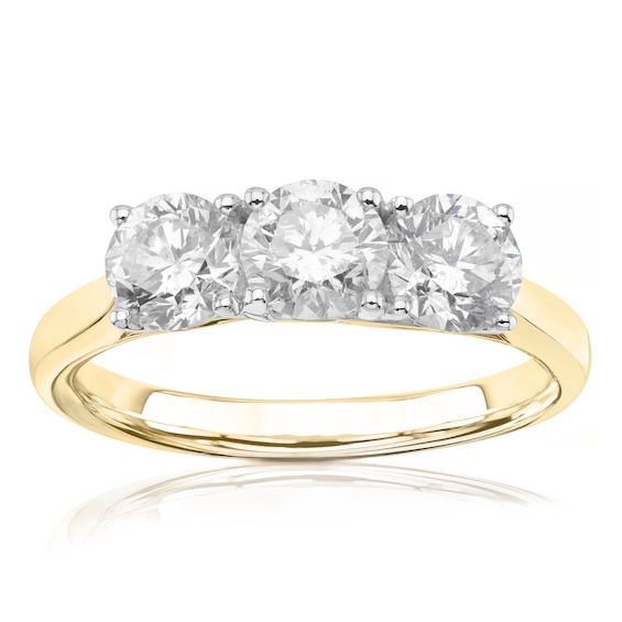 18ct Yellow Gold 1.50ct Diamond Round Three Stone Ring