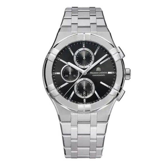 Men's Maurice Lacroix Aikon Chronograph Black Dial & Stainless Steel Watch