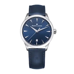 Maurice Lacroix 1975 39mm Blue Dial & Leather Strap Watch