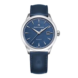 Maurice Lacroix 1975 Automatic Vagues Du Jura Blue Leather Strap Watch