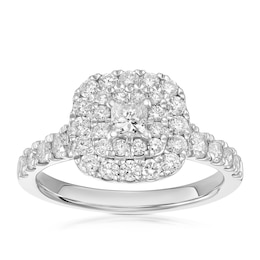 Engagement Ring Platinum Cushion Shaped Double Halo 1ct Diamond Ring