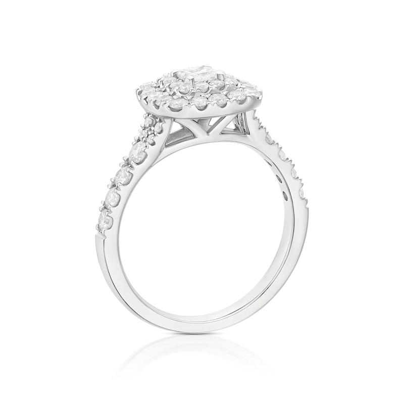 Main Image 3 of Engagement Ring Platinum Cushion Shaped Double Halo 1ct Diamond Ring