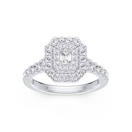 Engagement Ring Platinum Emerald Cut 1ct Diamond Ring