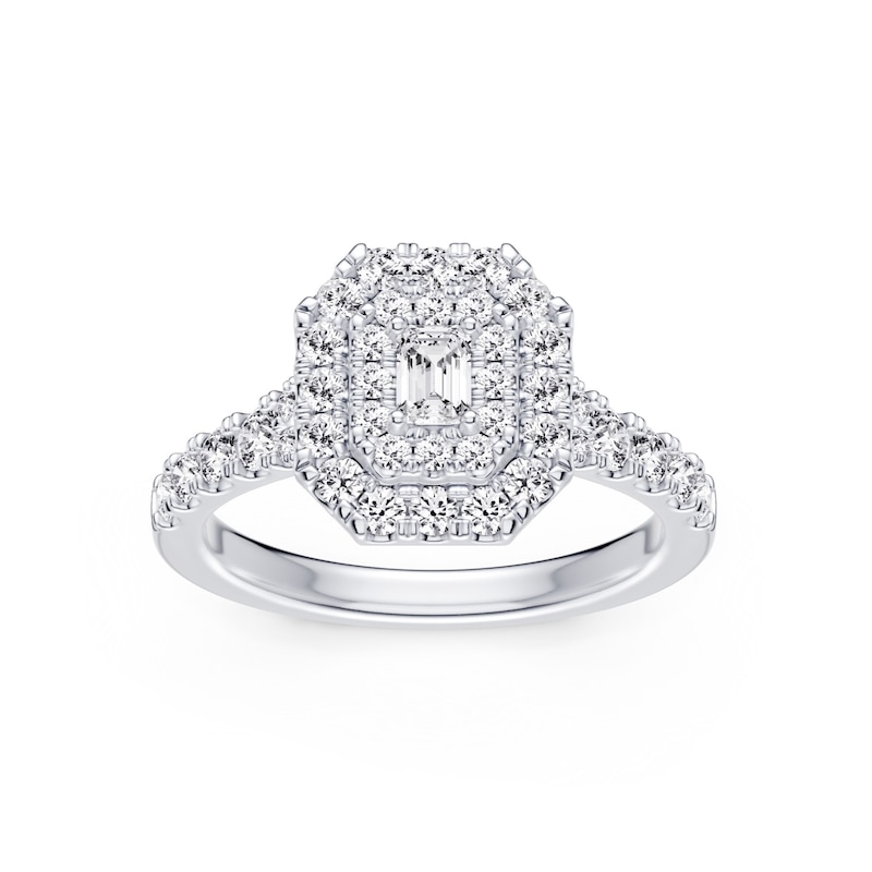 Main Image 1 of Engagement Ring Platinum Emerald Cut 1ct Diamond Ring